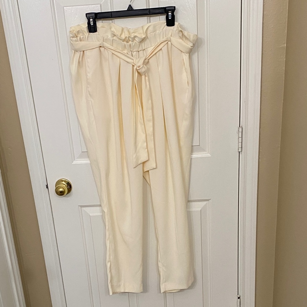Lane Bryant Elegant Cream Women's Trousers, Size 16